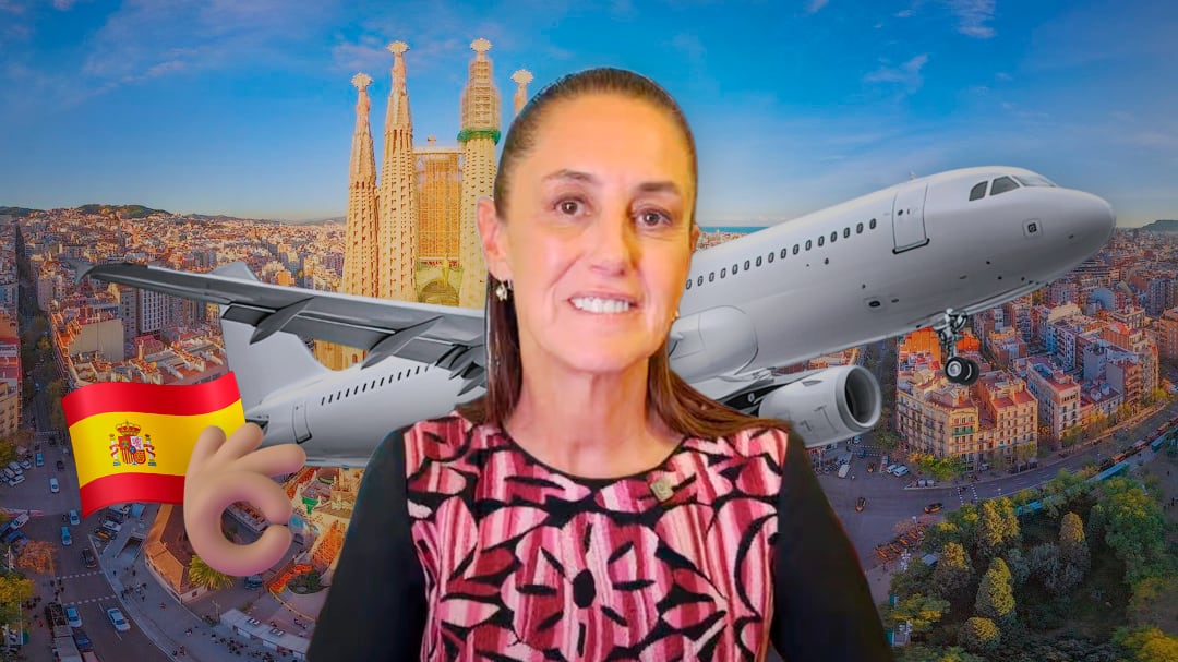 España destaca que Claudia Sheinbaum viajó en avión comercial a Barcelona