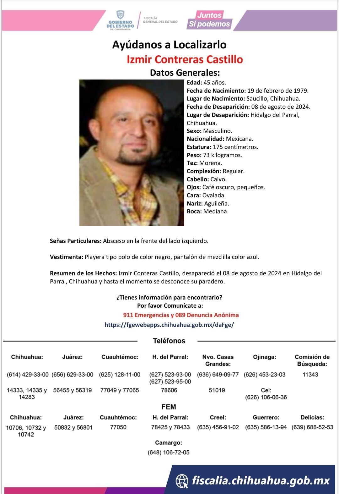 Ficha de búsqueda de Izmir Contreras