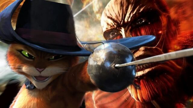 Aseguran que el gato con botas 2 rindió homenaje a Attack on Titan