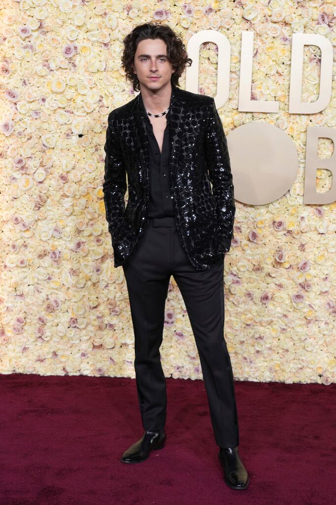 Timothée Chalamet en los Globos de Oro 2024.