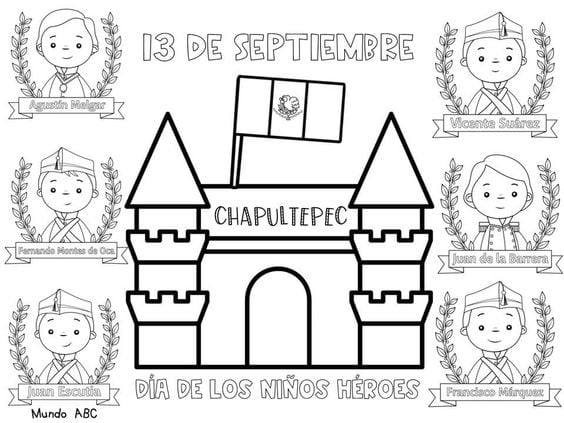 Dibujos de Niños Héroes para colorear