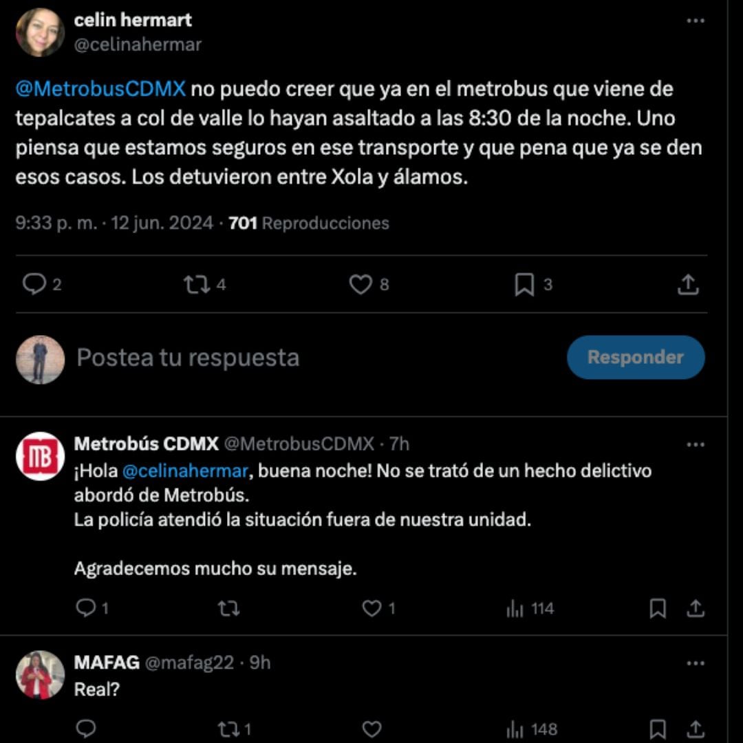 Metrobús CDMX confirma asalto pero no en sus unidades