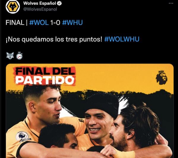 Raúl Jiménez le dio el triunfo a los Wolves