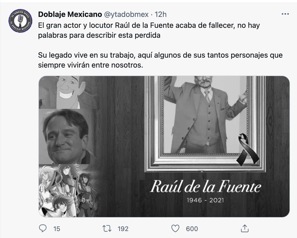 Usuarios despiden a Raúl de la fuente