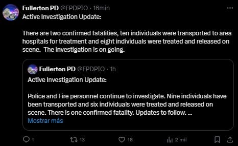 Accidente aéreo: caída de avioneta en Fullerton deja dos muertos.