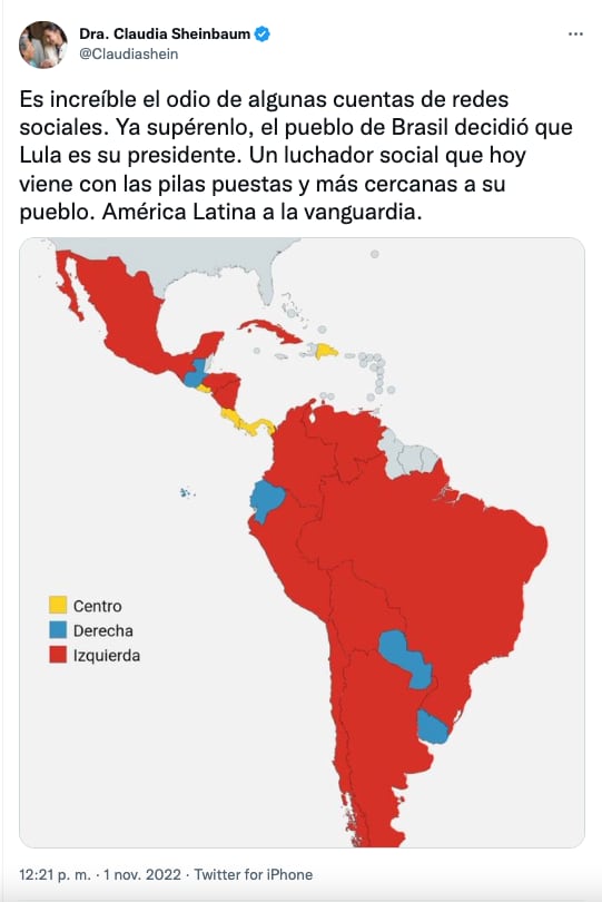 Claudia Sheinbaum pide superar el odio a Lula da Silva