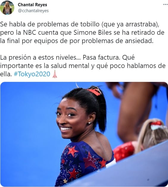 Simone Bailes se habría retirado por crisis de ansiedad