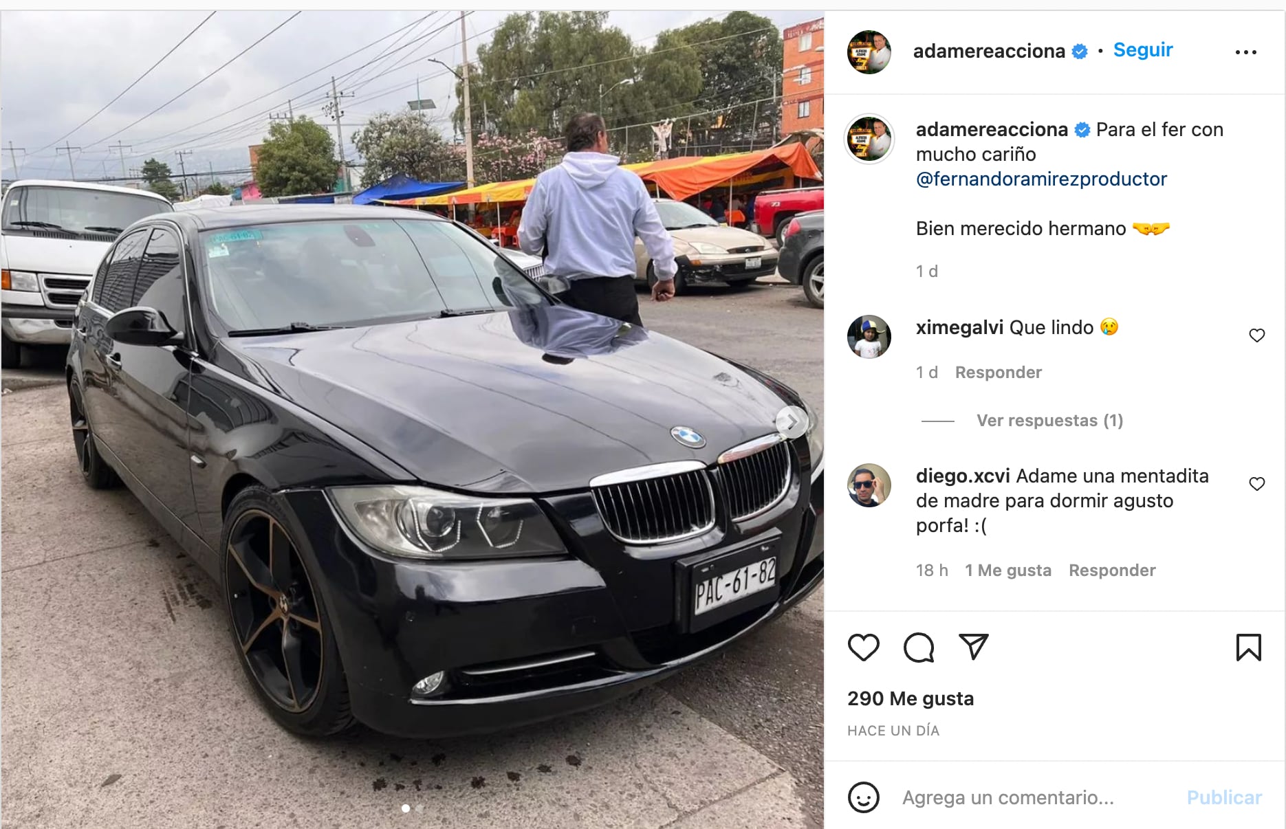 Alfredo Adame regala un auto a su productor