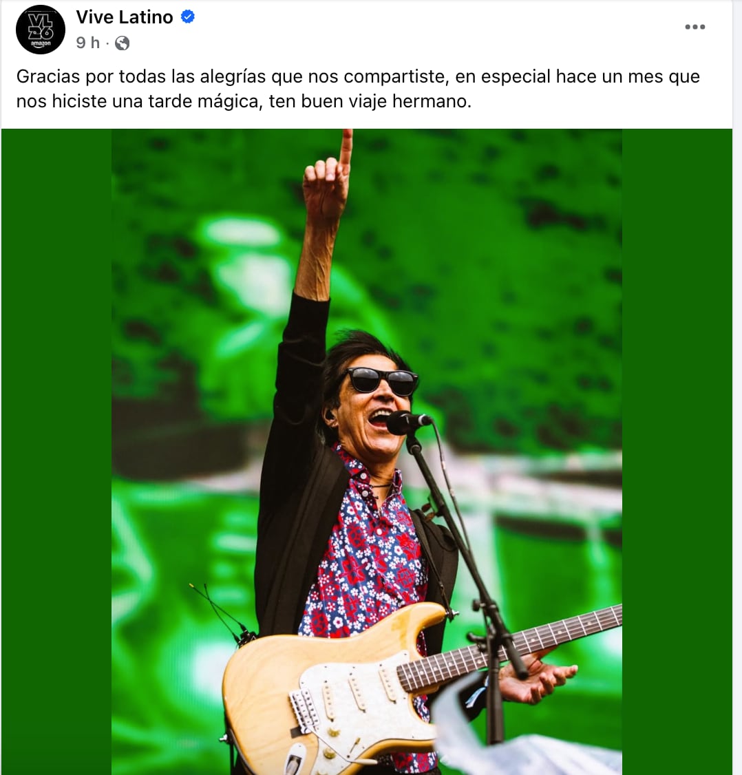 Vive Latino comparte la última foto en los escenarios de Felipe Stati antes de su muerte