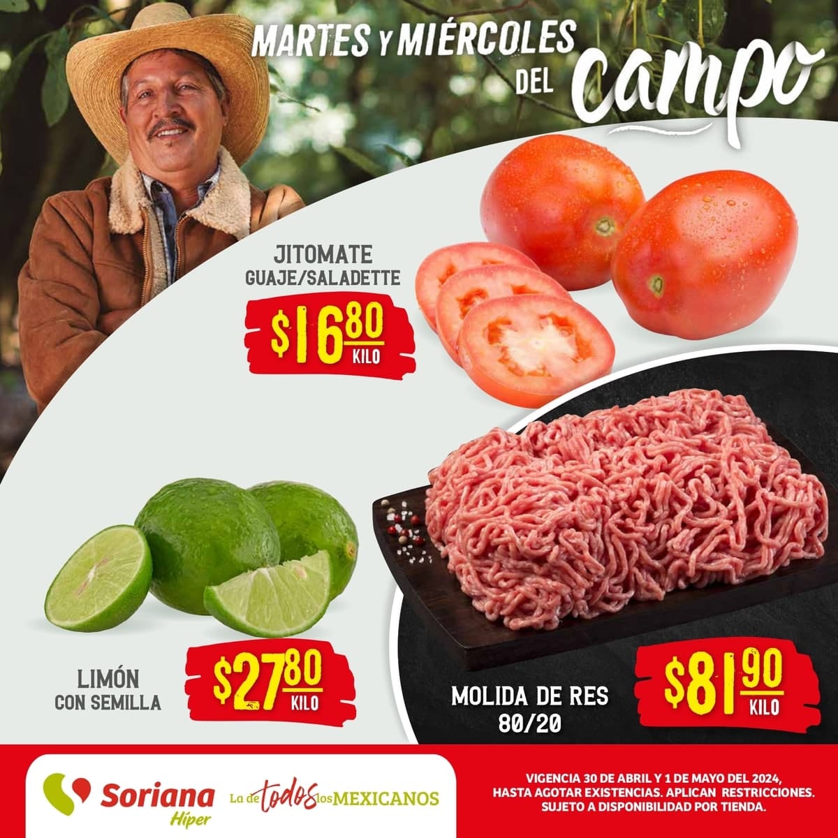 Martes y Miércoles del Campo Soriana 30 de abril y 1 de mayo 2024