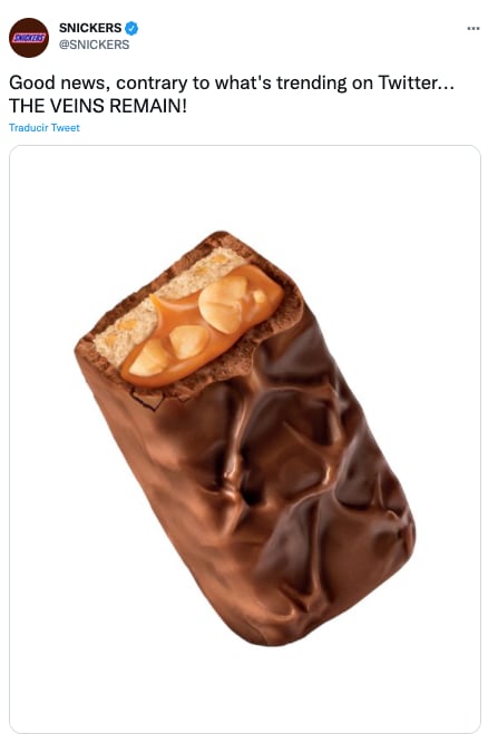 Snicker mantendrá sus sugerentes "venas"