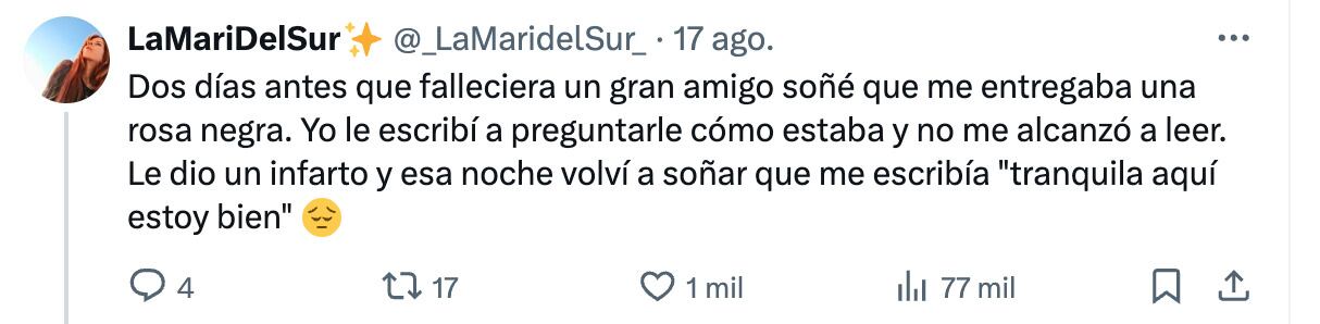 Usuarios comparten historias similares a las del amigo muerto de la usuaria, quien asegura la visitó