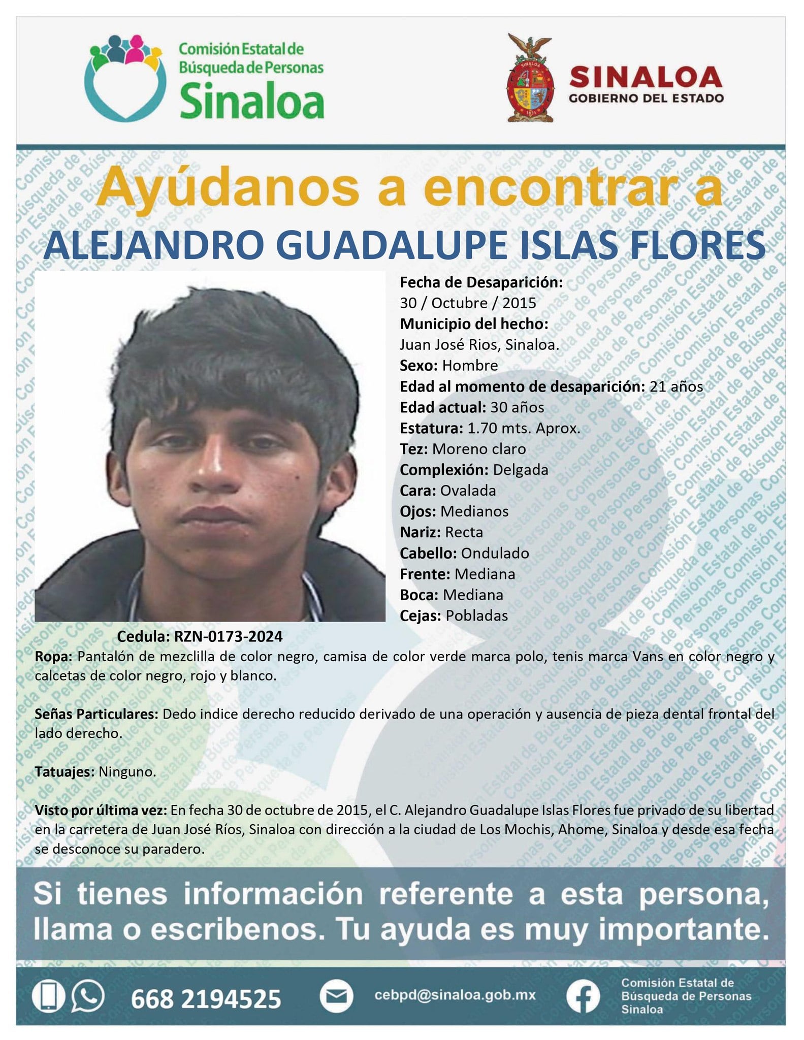 Alejandro Guadalupe Islas, hijo de Ceci Flores sigue desaparecido