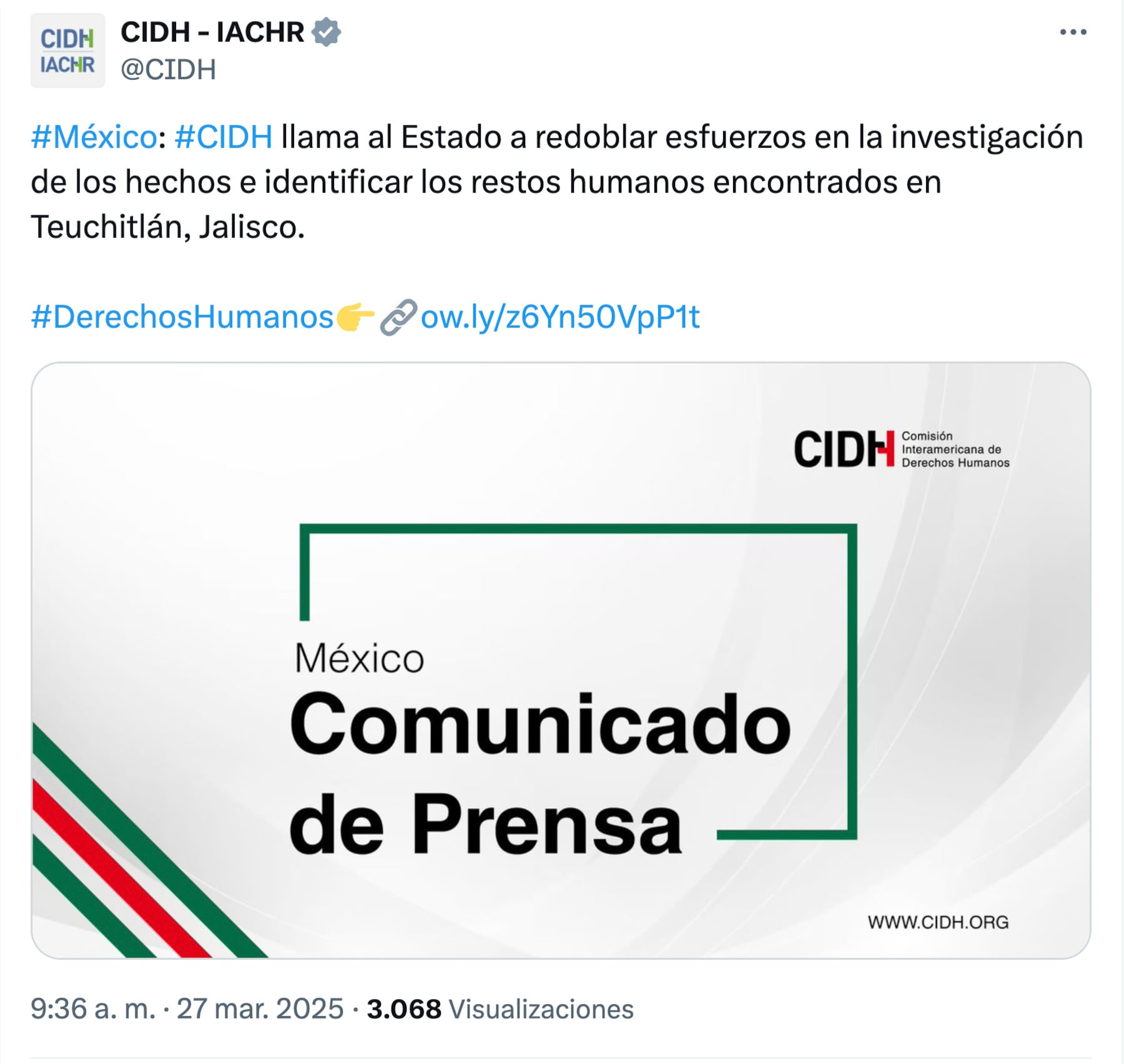 CIDH sobre rancho Izaguirre del CJNG
