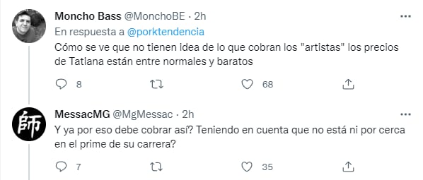 Reacciones a los costos por contratar a Tatiana para una fiesta infantil