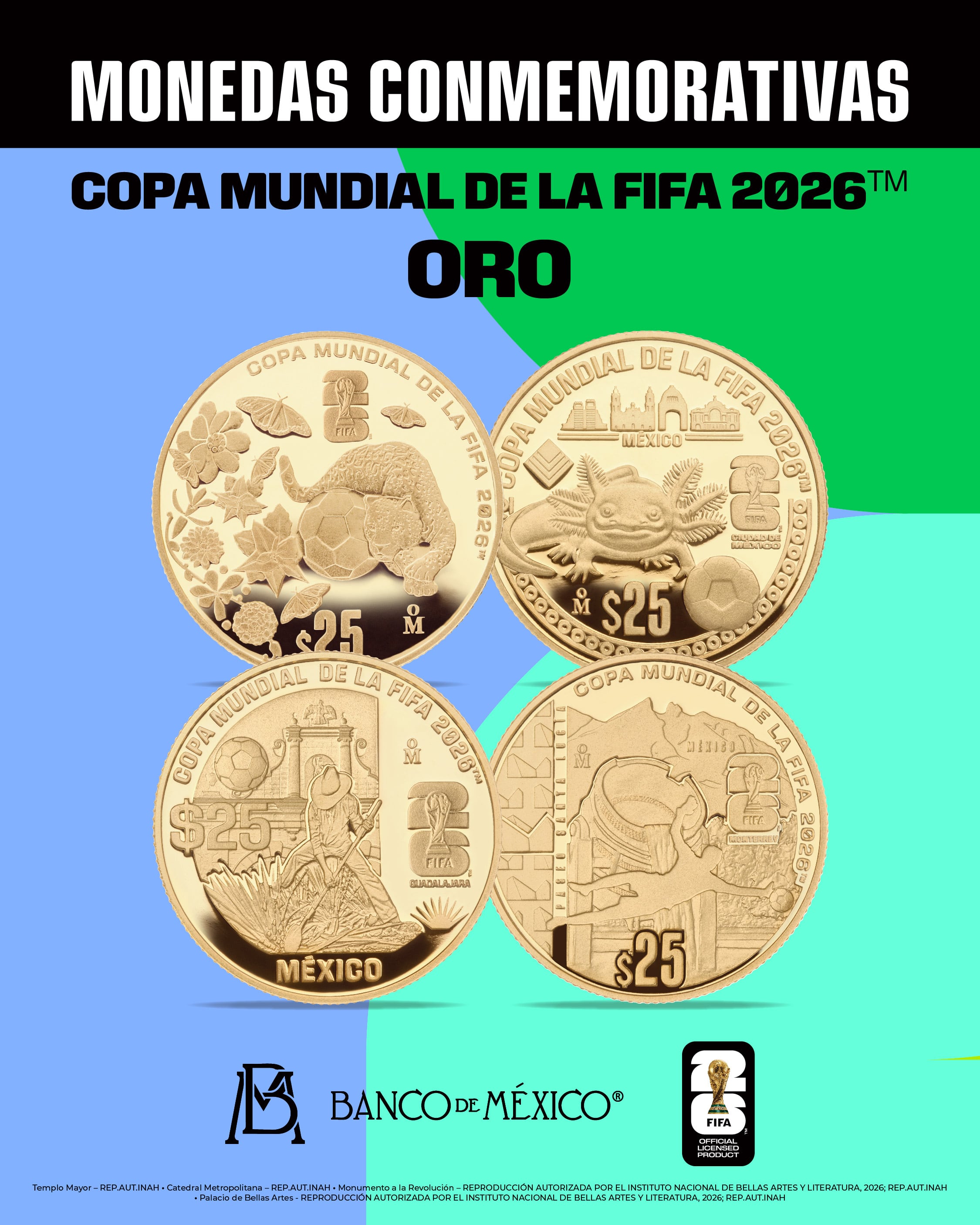 Banxico lanza colección de 12 monedas conmemorativas del Mundial 2026