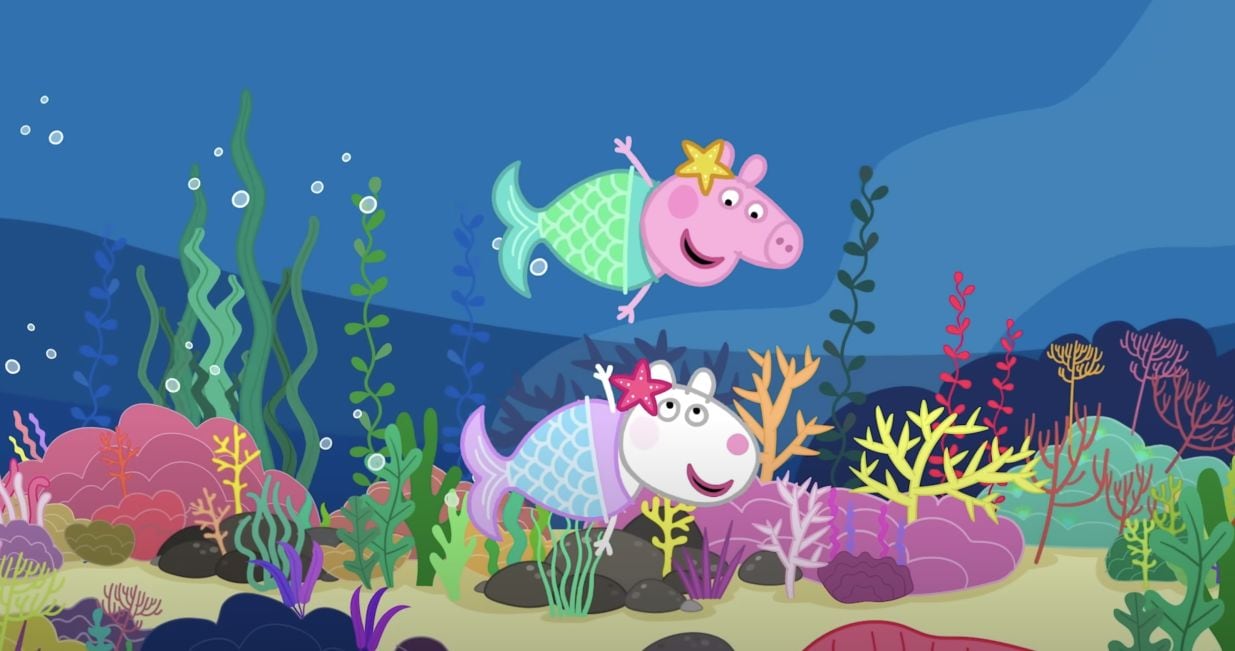 Peppa Pig es una sirena mágica con Suzy Oveja