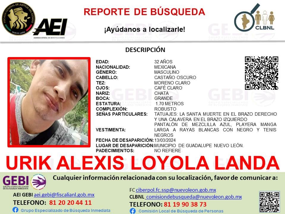 Ficha de búsqueda de Urik Alexis Loyola Landa