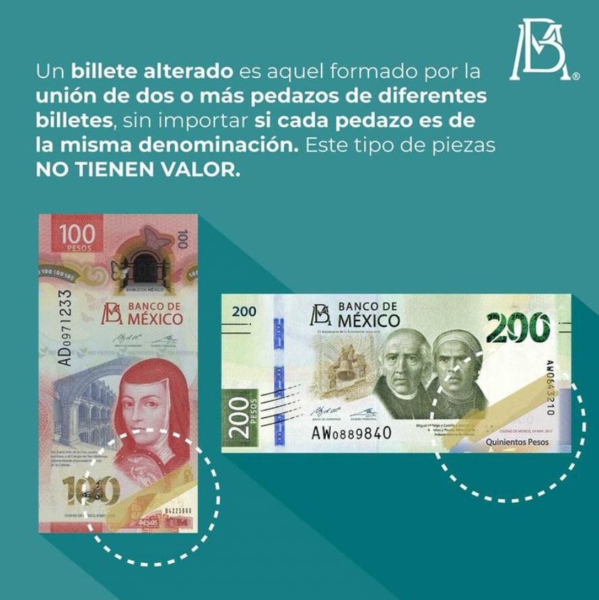 billetes alterados