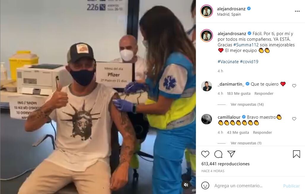 Alejandro Sanz se vacuna contra el Covid-19