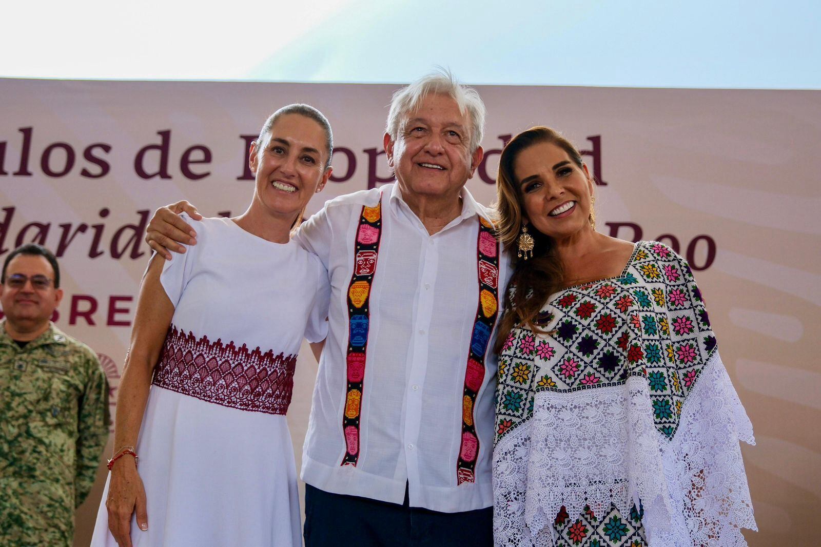 Mara Lezama, AMLO y Claudia Sheinbaum