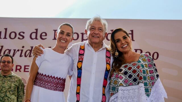 Mara Lezama, AMLO y Claudia Sheinbaum