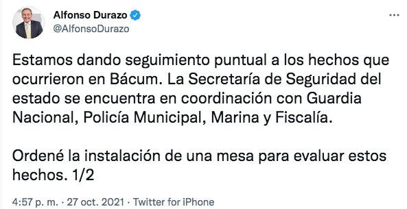 Tuit de Alfonso Durazo