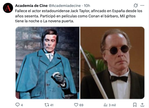 Muere el actor Jack Taylor
