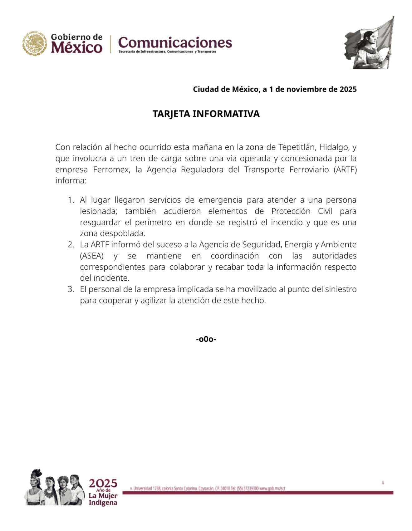 Tren con materiales peligrosos se descarrila en Tepetitlán