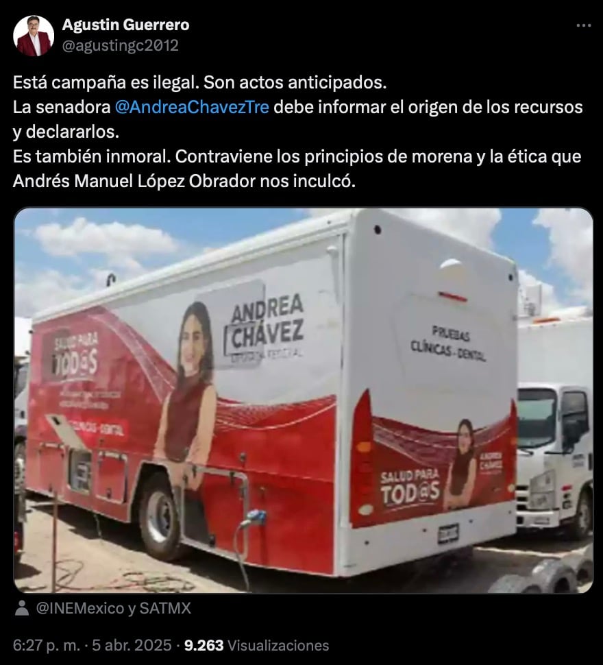 Líder de Morena acusa a Andrea Chávez de campaña ilegal en Chihuahua