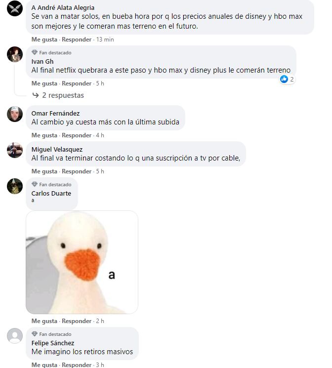Comentarios en redes por el aumento de costos en Netflix