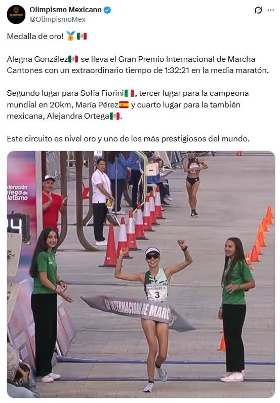 Alegna González brilla y conquista el GP Internacional de Marcha Cantones.