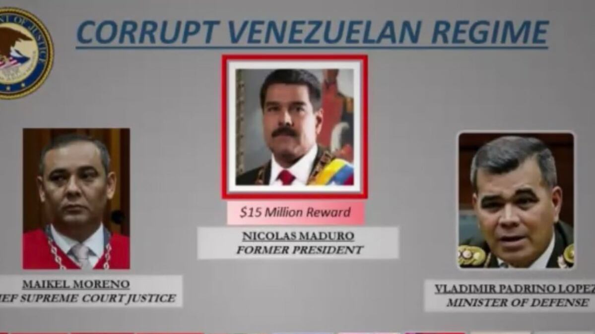 Estados Unidos acusa a Nicolás Maduro de narcoterrorismo; ofrece 15 mdd por su captura