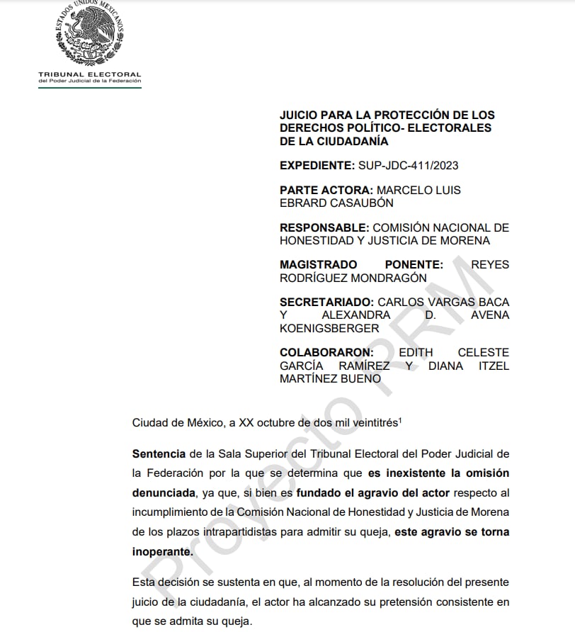 Tribunal Electoral: Queja de Marcelo Ebrard es inoperante