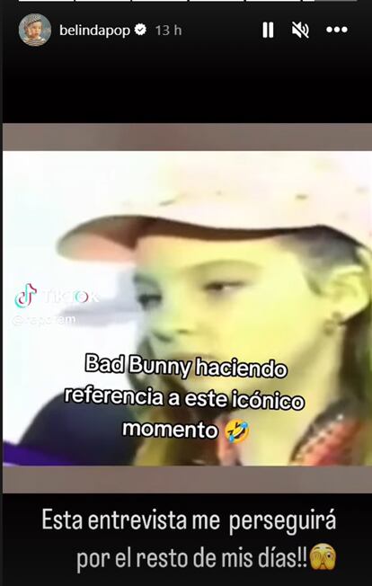 Belinda reacciona a la frase de Bad Bunny en su nuevo álbum Nadie sabe lo que va a pasar mañana