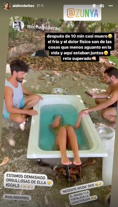 Aislinn Derbez toma "terapia de hielo"