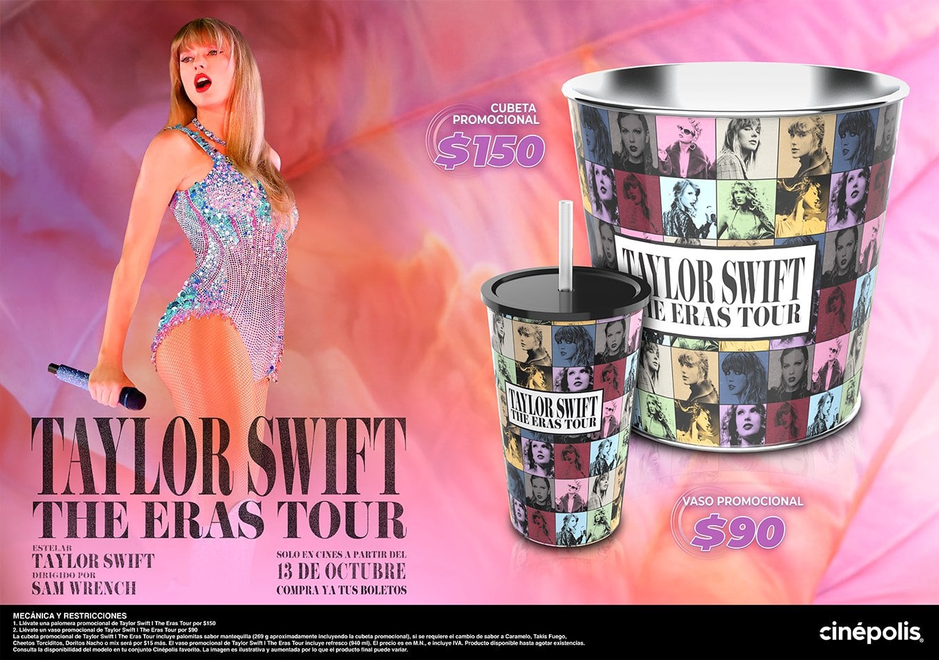 Cinépolis ha revelado el costo y aspecto del vaso y palomera coleccionable de Taylor Swift