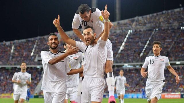 Meram festeja gol con Irak.