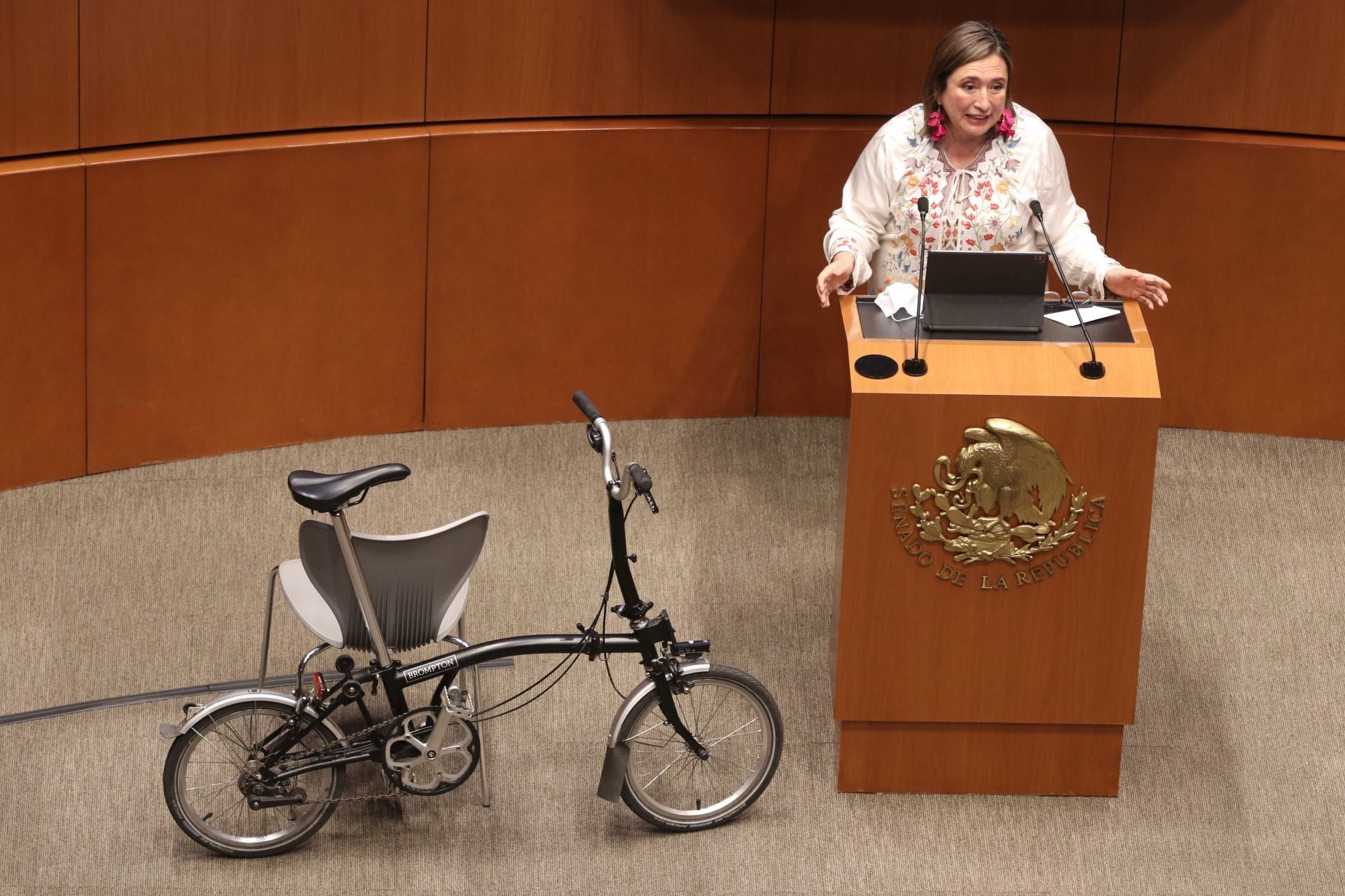 La senadora Xóchitl Gálvez por el Partido del PAN, durante su participación en el pleno del Senado de la República