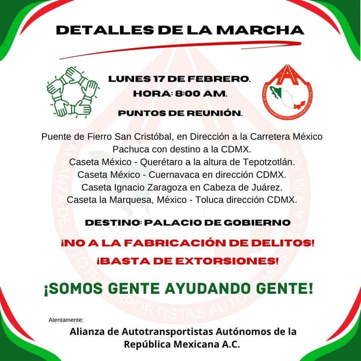 Bloqueos en el Estado de México y CDMX 17 de febrero