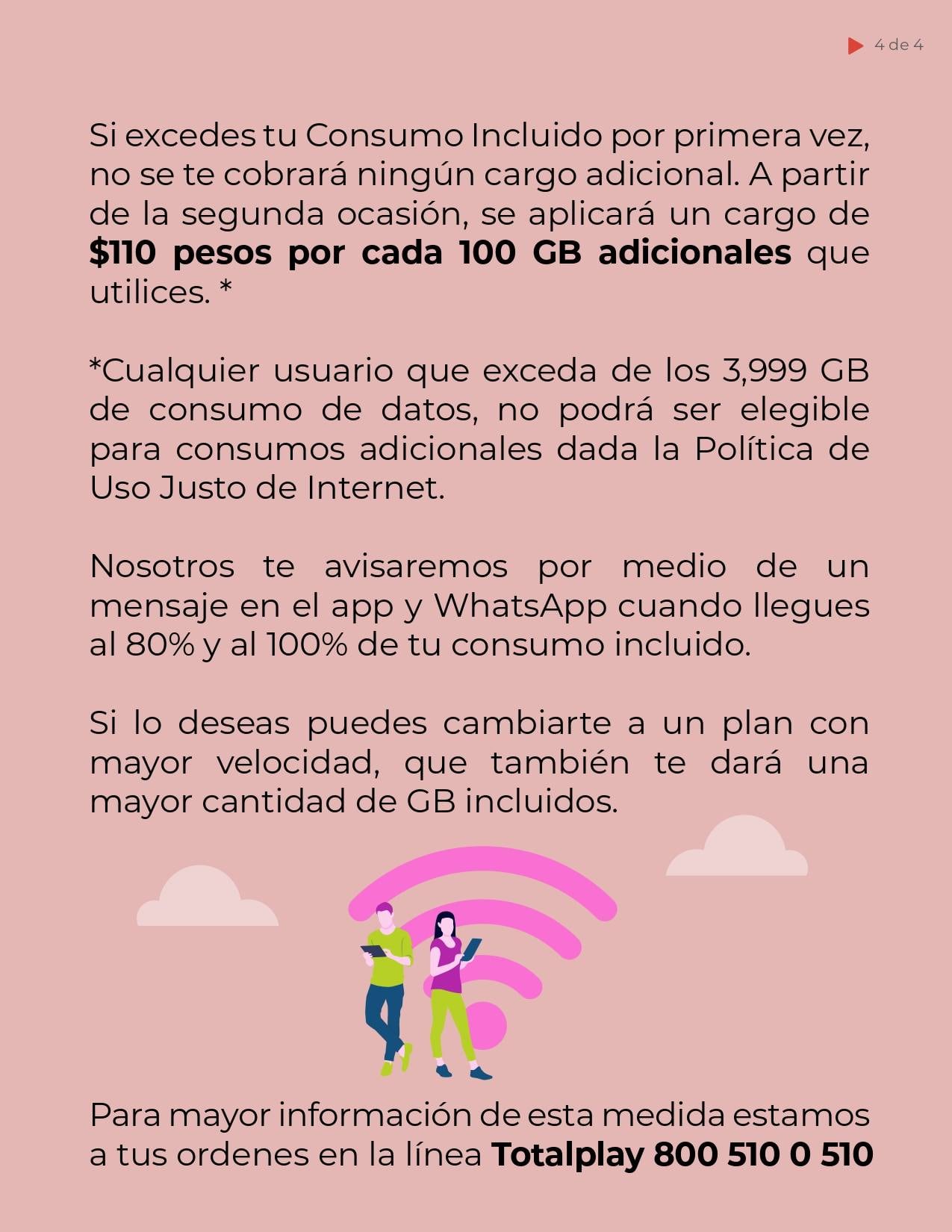 Comunicado de Totalplay sobre consumo límite de datos