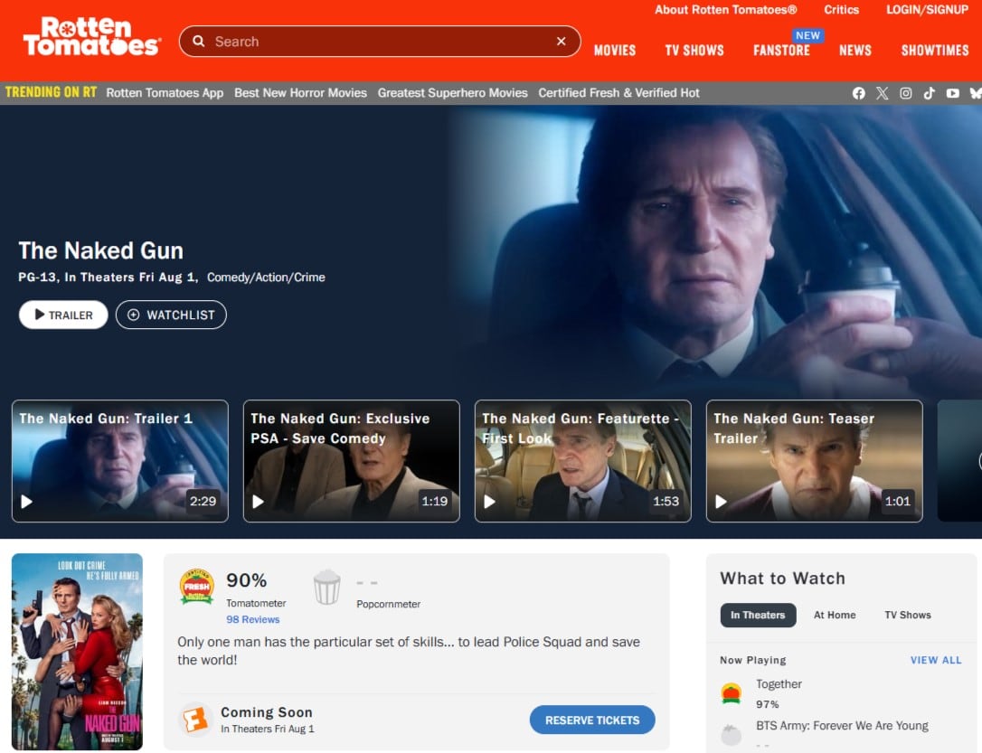 The Naked Gun en Rotten Tomatoes