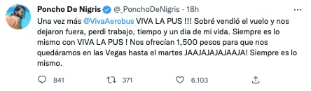 Poncho de Nigris se queja de Viva Aerobús