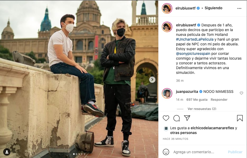 El Rubius estuvo en las grabaciones de 'Uncharted' con Tom Holland