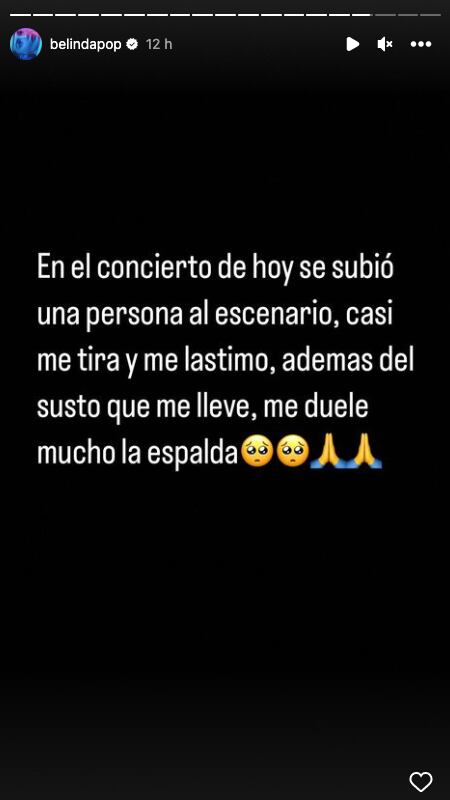 Belinda se pronuncia al respecto del fan que se subió al escenario