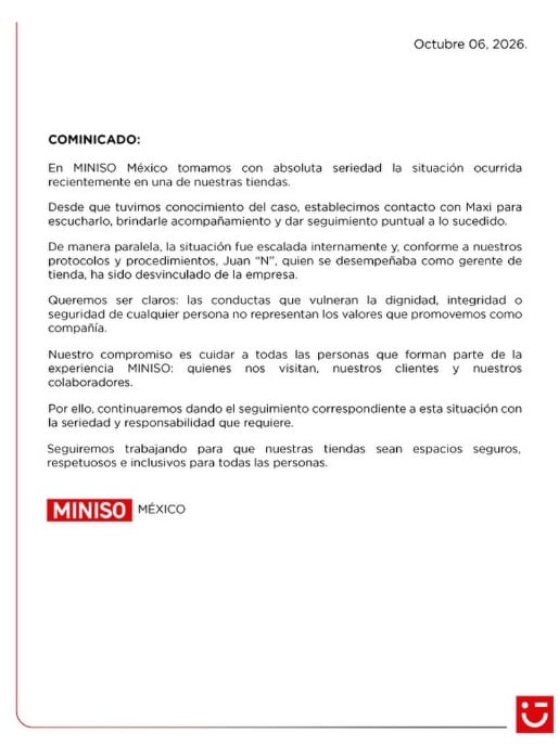 ¿Qué pasó en Miniso? Empresa desvincula a gerente de CDMX tras señalamientos de discriminación
