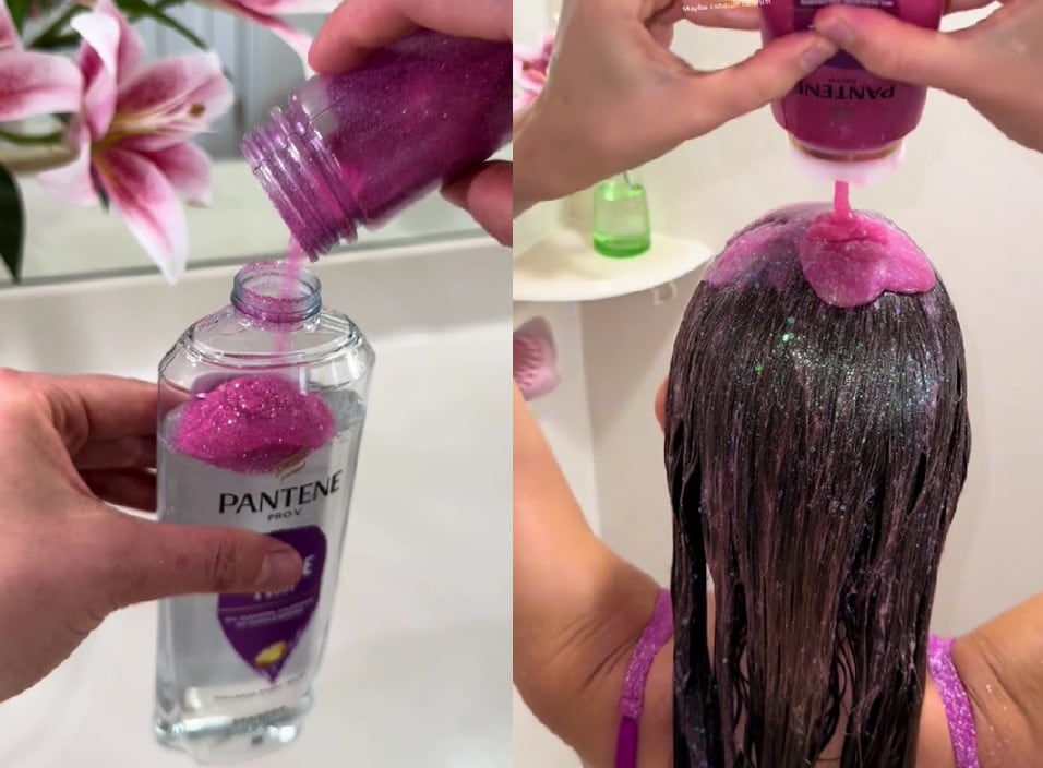 Shampoo morado con glitter