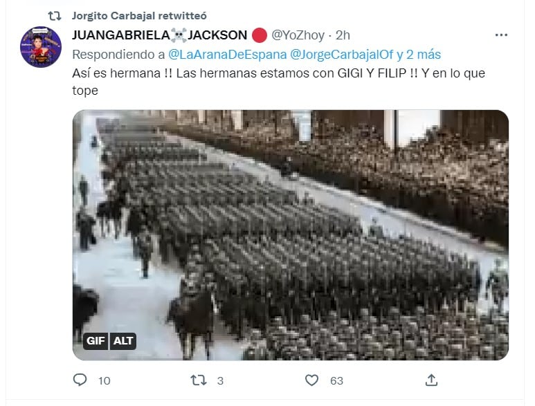 Retuit de Jorge Carbajal a tuit de apoyo