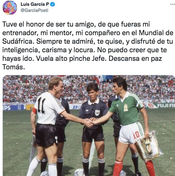 El emotivo mensaje de Luis García a Tomás Boy