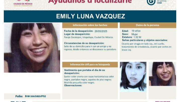 Emily Luna Vázquez fue encontrada muerta; era alumna del CCH Oriente y esto se sabe
